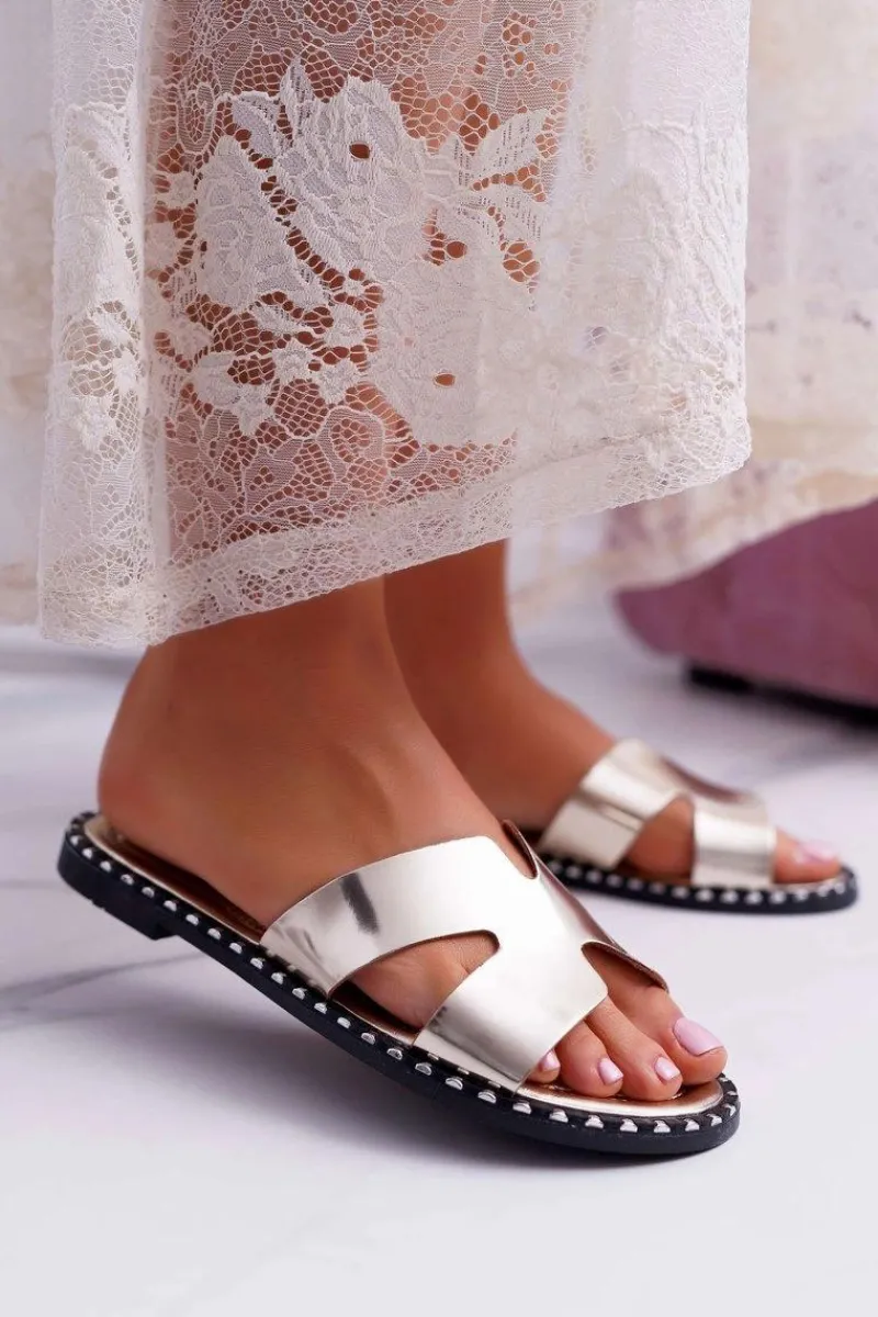 Discount Boto Klapki Damskie Dżety Złote Montiago