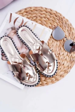 Discount Boto Klapki Damskie Dżety Złote Montiago