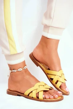 Klapki Damskie Klasyczne>Boto Klapki Damskie Eleganckie Żółte Mariah