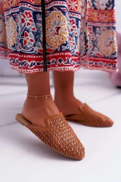 Outlet Boto Klapki Damskie Eleganckie Brązowe Vices 3301