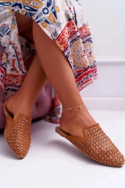 Outlet Boto Klapki Damskie Eleganckie Brązowe Vices 3301