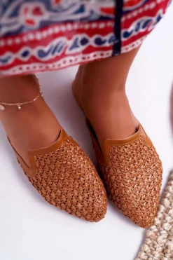 Outlet Boto Klapki Damskie Eleganckie Brązowe Vices 3301