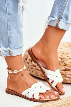 Hot Klapki Damskie Eleganckie Białe Mariah Damskie Klapki Damskie Klasyczne