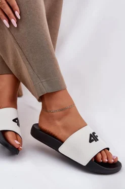 Klapki Sportowe|Klapki Damskie Klasyczne>4F Klapki Damskie RMM00FSLIF010-10S Białe Biały