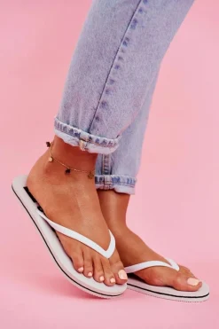 Outlet Klapki Damskie Japonki Big Star Białe FF274A320 Damskie Klapki Sportowe|Klapki Damskie Big Star