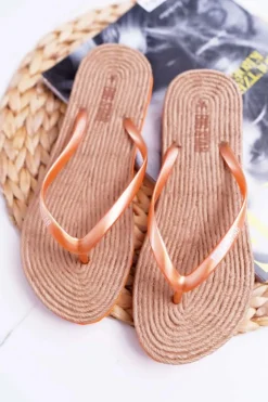 New Big Star Shoes Klapki Damskie Japonki Big Star Pomarańczowe AA274A120