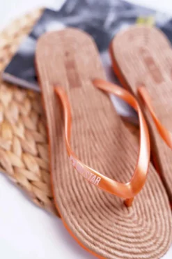 New Big Star Shoes Klapki Damskie Japonki Big Star Pomarańczowe AA274A120