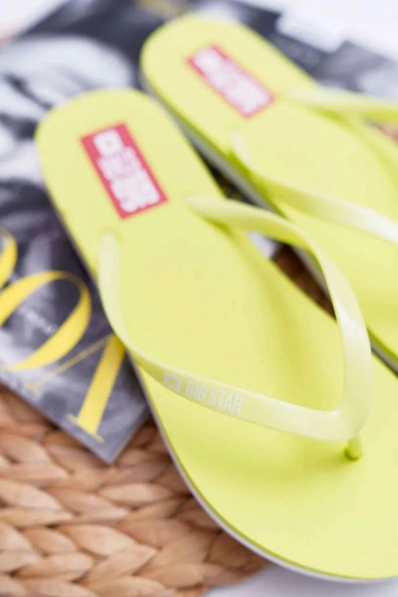 Online Klapki Damskie Japonki Big Star Neon Limonkowe AA274A129 Damskie Klapki Sportowe|Klapki Damskie Big Star