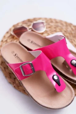 Online Boto Klapki Damskie Japonki Na Korku Lakierowane Fuksja Palette