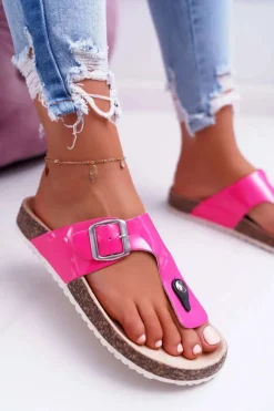 Online Boto Klapki Damskie Japonki Na Korku Lakierowane Fuksja Palette