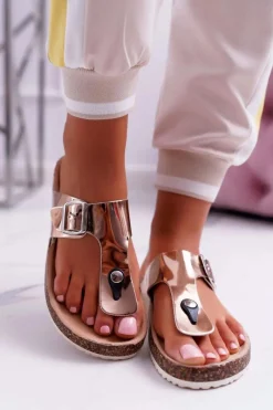 Klapki Korkowe|Klapki Damskie Japonki>Boto Klapki Damskie Japonki Na Korku Lakierowane Champagne Palette