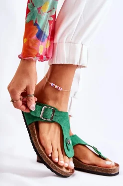 Online Klapki Damskie Japonki Na Korku Zielone Elina Damskie Klapki Korkowe|Klapki Damskie Japonki