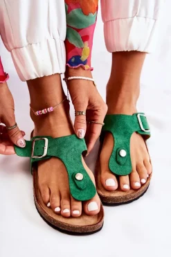 Online Klapki Damskie Japonki Na Korku Zielone Elina Damskie Klapki Korkowe|Klapki Damskie Japonki