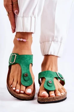 Online Klapki Damskie Japonki Na Korku Zielone Elina Damskie Klapki Korkowe|Klapki Damskie Japonki