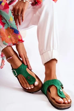 Online Klapki Damskie Japonki Na Korku Zielone Elina Damskie Klapki Korkowe|Klapki Damskie Japonki