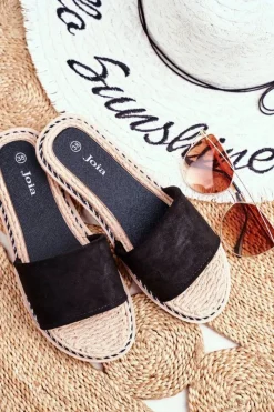 Klapki Damskie Klasyczne>Boto Klapki Damskie Klasyczne Zamszowe Czarne Look At Me