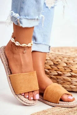 Best Klapki Damskie Klasyczne Zamszowe Camel Look At Me Damskie Klapki Damskie Klasyczne