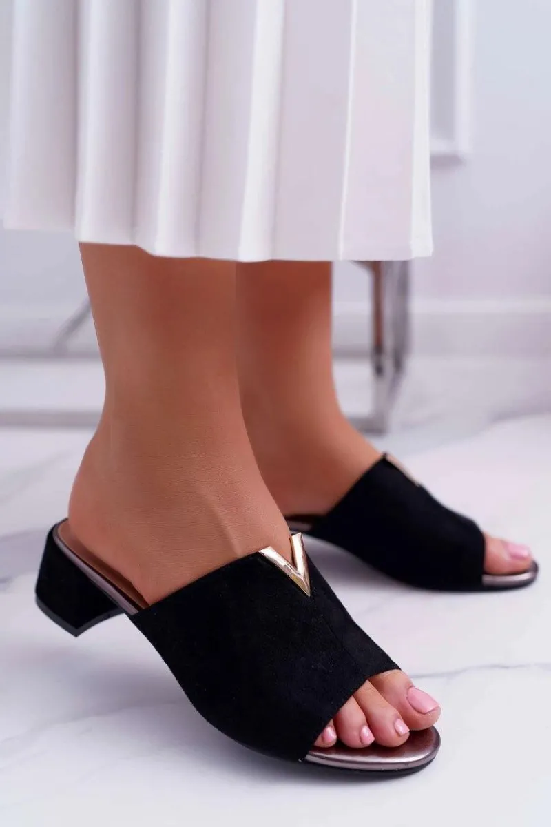 New Buty damskie Vinceza Klapki Damskie Klasyczne Eleganckie Na Klocku Czarne Demea