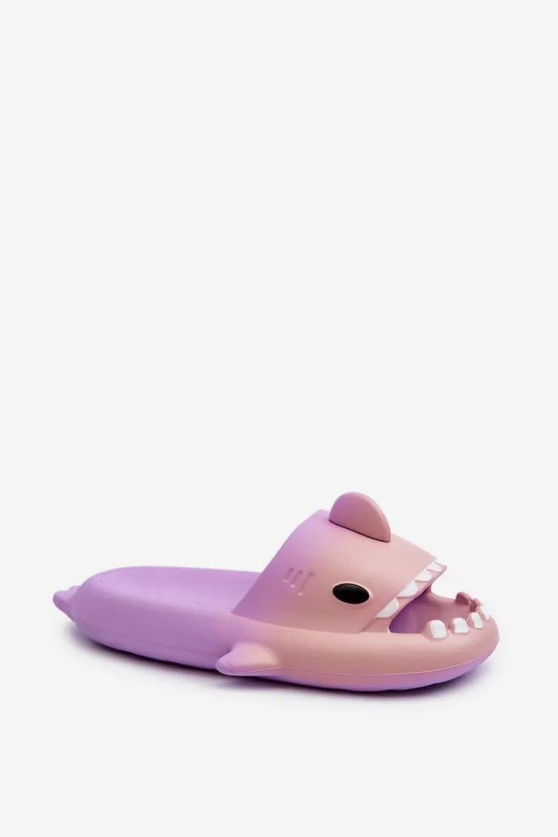 Clearance Boto Klapki Damskie Lekkie Piankowe Z Motywem Rekina Fioletowo-Różowe Kasila