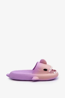 Clearance Boto Klapki Damskie Lekkie Piankowe Z Motywem Rekina Fioletowo-Różowe Kasila