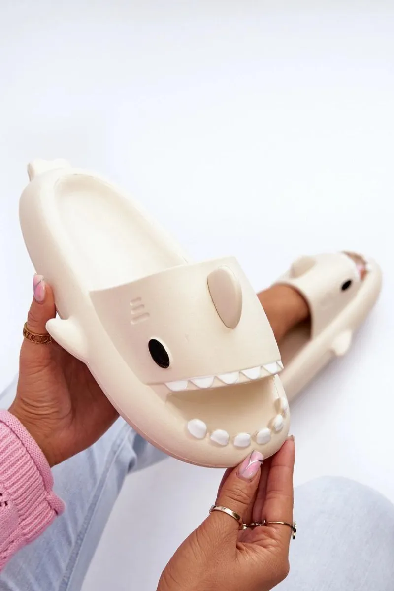 New Boto Klapki Damskie Lekkie Piankowe Z Motywem Rekina Beżowe Kasila