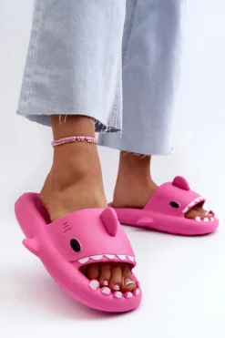 Best Klapki Damskie Lekkie Piankowe Z Motywem Rekina Fuksja Kasila Damskie Klapki Basenowe|Klapki Damskie Klasyczne