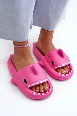 Best Klapki Damskie Lekkie Piankowe Z Motywem Rekina Fuksja Kasila Damskie Klapki Basenowe|Klapki Damskie Klasyczne