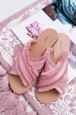 Discount Boto Klapki Damskie Materiałowe Vices 7269 Różowe Jamen