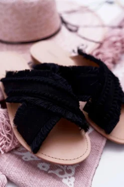 Klapki Damskie Klasyczne>Boto Klapki Damskie Materiałowe Vices 7269 Czarne Jamen