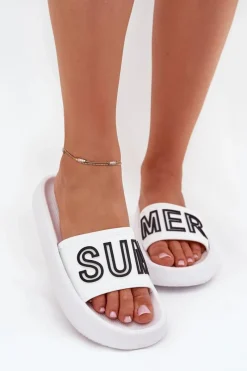 Outlet Buty damskie Vinceza Klapki Damskie Na Grubej Podeszwie SUMMER Vinceza 76051 Białe