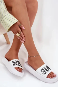 Outlet Buty damskie Vinceza Klapki Damskie Na Grubej Podeszwie SUMMER Vinceza 76051 Białe