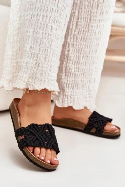 Hot Boto Klapki Damskie Na Korkowej Platformie Czarne Timaxrre Czarny