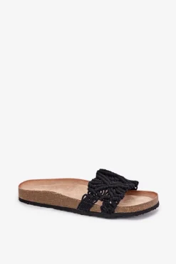 Hot Boto Klapki Damskie Na Korkowej Platformie Czarne Timaxrre Czarny