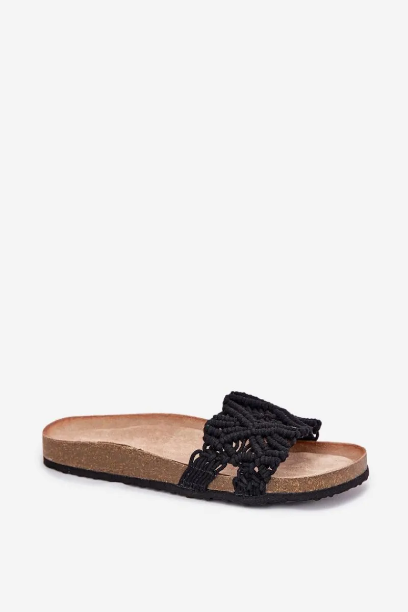 Hot Boto Klapki Damskie Na Korkowej Platformie Czarne Timaxrre Czarny