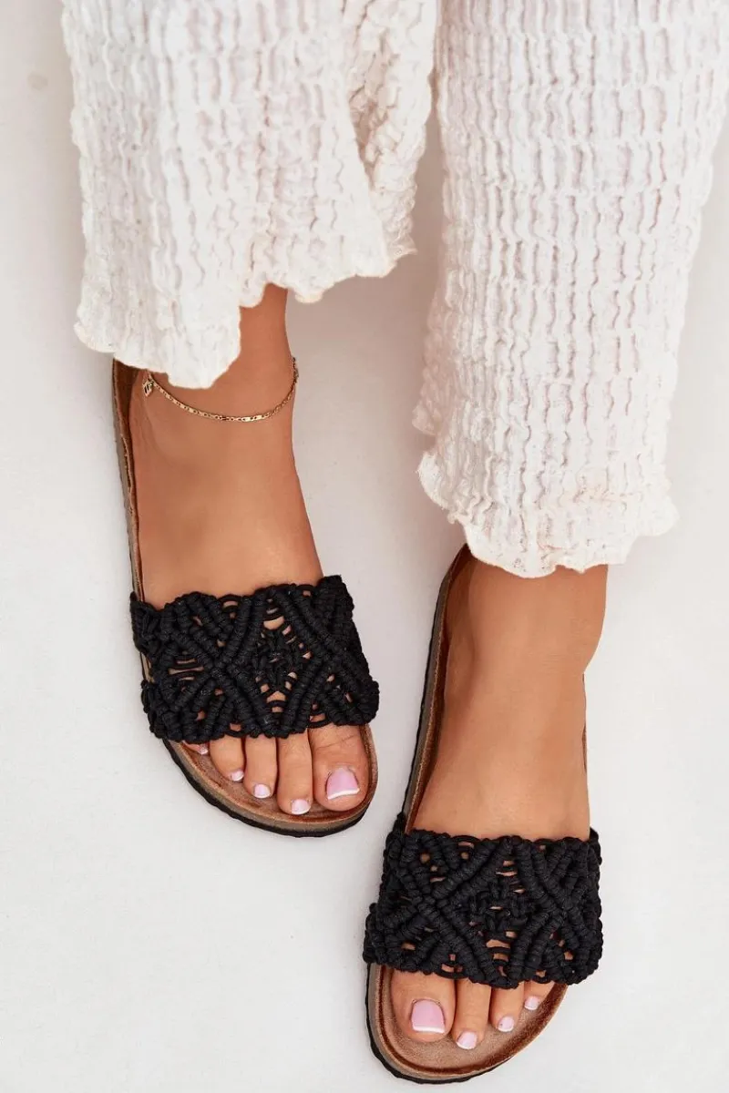 Hot Boto Klapki Damskie Na Korkowej Platformie Czarne Timaxrre Czarny