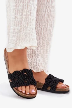 Hot Boto Klapki Damskie Na Korkowej Platformie Czarne Timaxrre Czarny