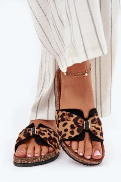 Klapki Korkowe|Klapki Na Platformie>Boto Klapki Damskie Na Korkowej Platformie Panterka Mevuna Brązowy