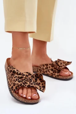 Klapki Korkowe|Klapki Na Platformie>Boto Klapki Damskie Na Korkowej Podeszwie Kokardką Panterka Seressa