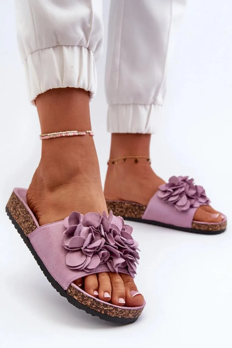 Klapki Korkowe|Klapki Damskie Klasyczne>Boto Klapki Damskie Na Korkowej Platformie Z Eko Zamszu Fioletowe Jaihini