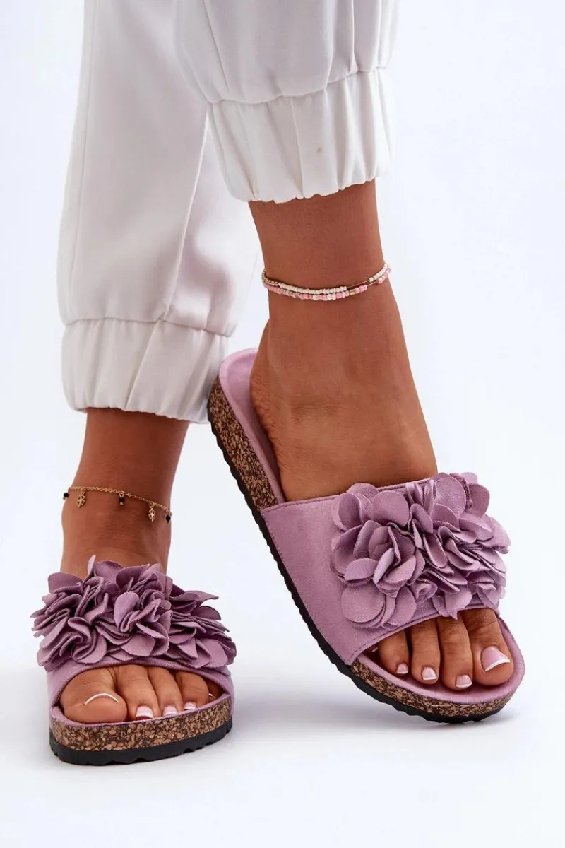 Klapki Korkowe|Klapki Damskie Klasyczne>Boto Klapki Damskie Na Korkowej Platformie Z Eko Zamszu Fioletowe Jaihini