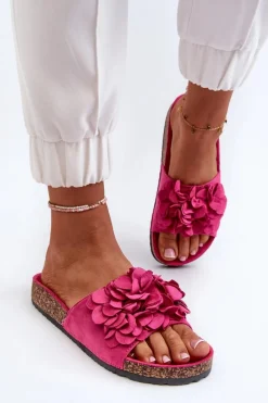 Discount Klapki Damskie Na Korkowej Platformie Z Eko Zamszu Fuksja Jaihini Damskie Klapki Korkowe|Klapki Damskie Klasyczne