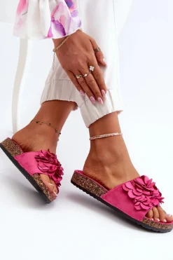 Discount Klapki Damskie Na Korkowej Platformie Z Eko Zamszu Fuksja Jaihini Damskie Klapki Korkowe|Klapki Damskie Klasyczne