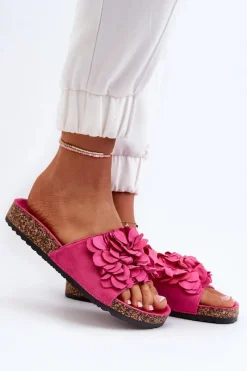 Discount Klapki Damskie Na Korkowej Platformie Z Eko Zamszu Fuksja Jaihini Damskie Klapki Korkowe|Klapki Damskie Klasyczne