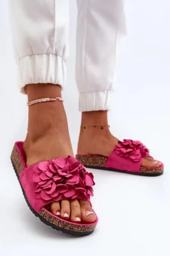 Discount Klapki Damskie Na Korkowej Platformie Z Eko Zamszu Fuksja Jaihini Damskie Klapki Korkowe|Klapki Damskie Klasyczne