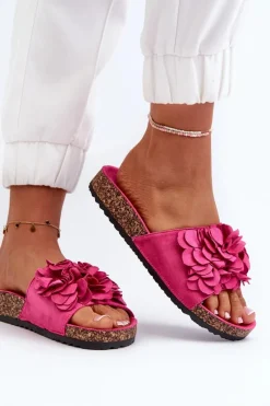 Discount Klapki Damskie Na Korkowej Platformie Z Eko Zamszu Fuksja Jaihini Damskie Klapki Korkowe|Klapki Damskie Klasyczne