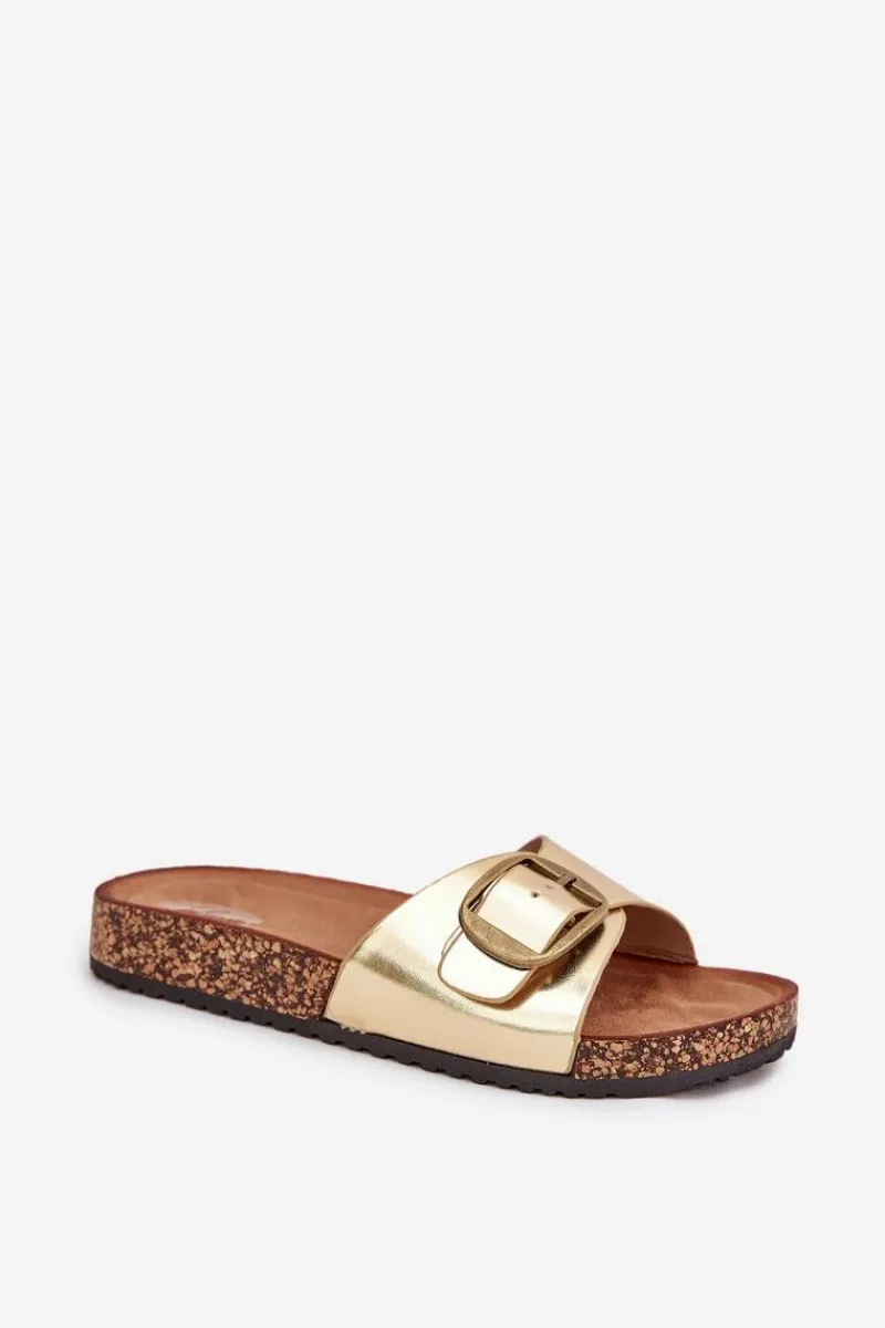 Klapki Korkowe|Klapki Na Platformie>Boto Klapki Damskie Na Korkowej Platformie Z Klamrą Złote Vianara Złoty