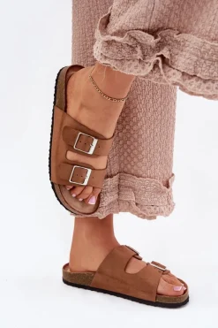 Discount Klapki Damskie Na Korkowej Platformie Klamry Camel Evisolla Damskie Klapki Korkowe|Klapki Na Platformie