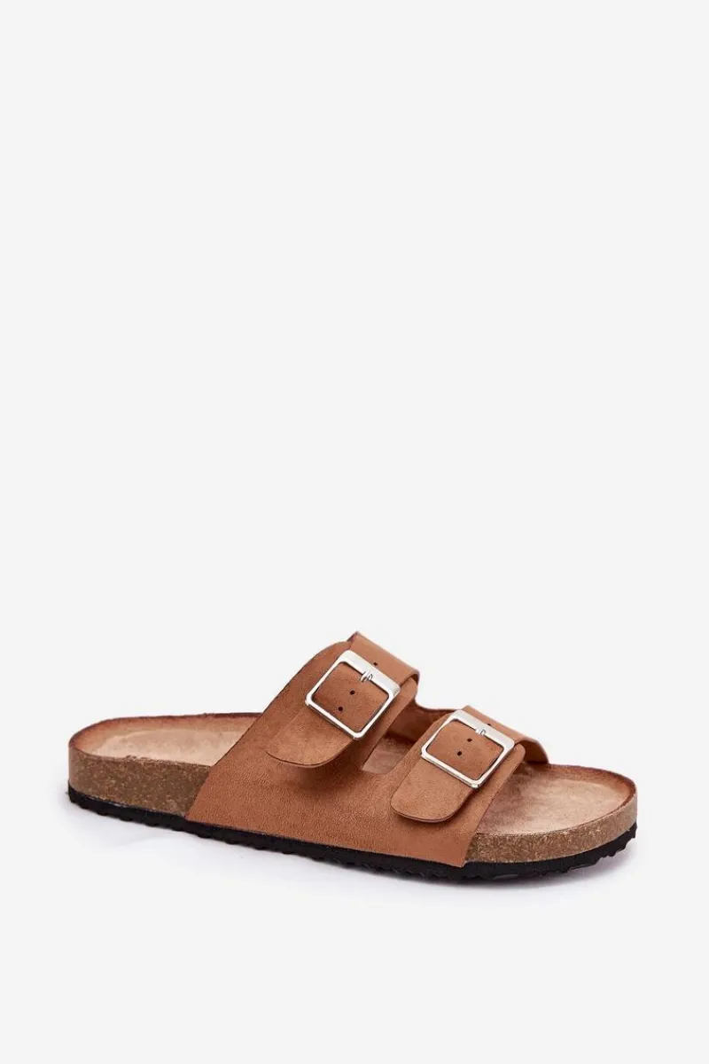 Discount Klapki Damskie Na Korkowej Platformie Klamry Camel Evisolla Damskie Klapki Korkowe|Klapki Na Platformie