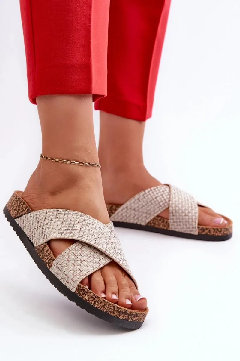 Klapki Korkowe|Klapki Na Platformie>Evento Klapki Damskie Na Korkowej Platformie Beżowe Tesolen