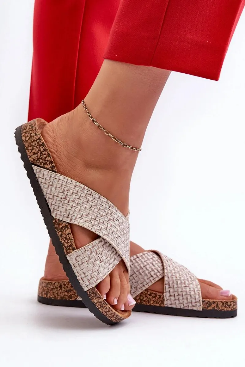 Klapki Korkowe|Klapki Na Platformie>Evento Klapki Damskie Na Korkowej Platformie Beżowe Tesolen